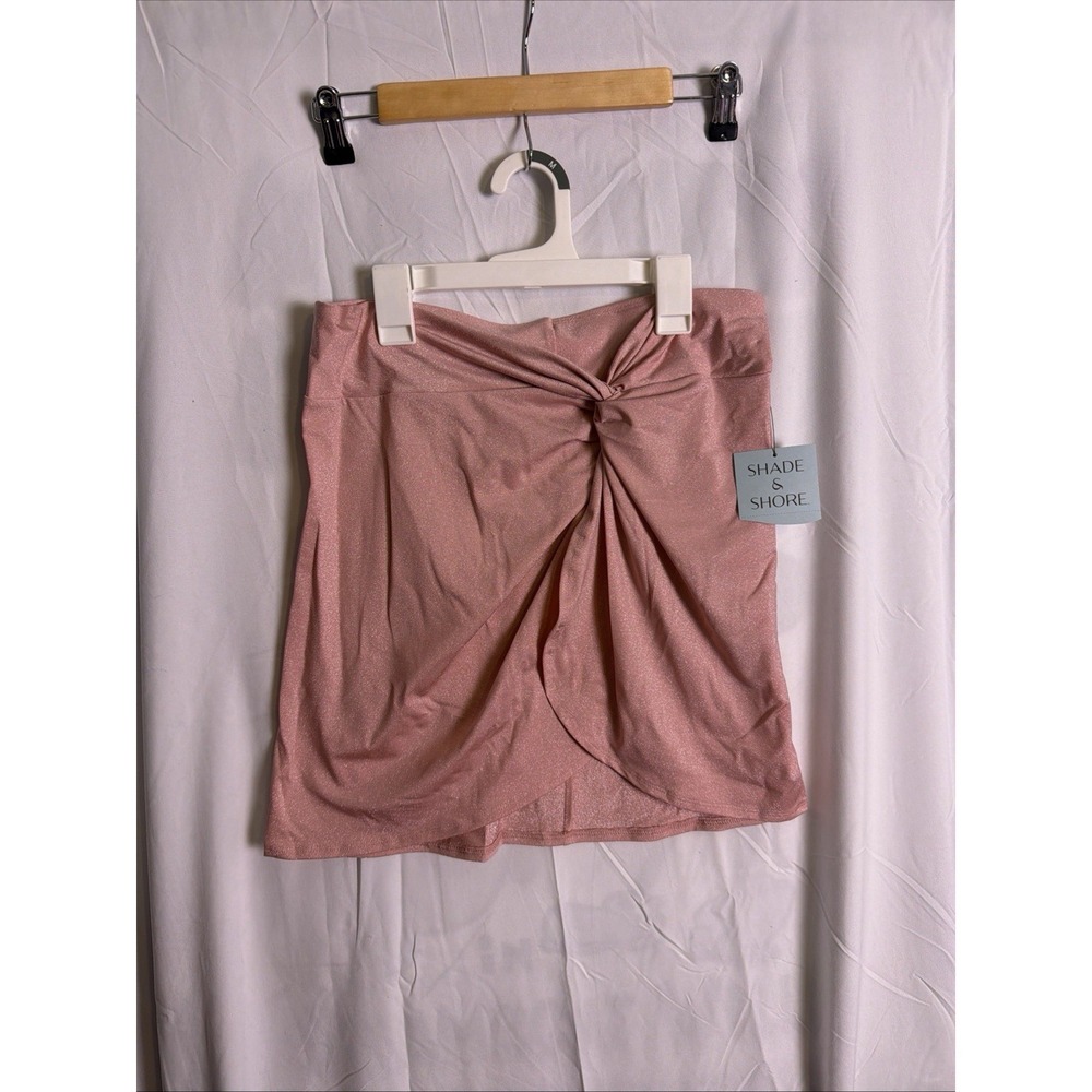 Shade & Shore Women's M (8-10) Pink Sparkle Twist Swim Cover Up Sarong Skirt NWT